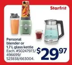 Walmart Starfrit Personal Blender or 1.7 L Glass Kettle offer
