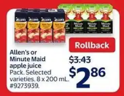 Walmart Allen's or Minute Maid apple juice offer