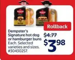 Walmart Dempster's Signature Hot Dog or Hamburger Buns offer