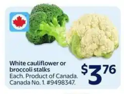 Walmart White Cauliflower or Broccoli Stalks offer