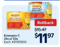 Walmart Emergen-C 24s or 30s offer