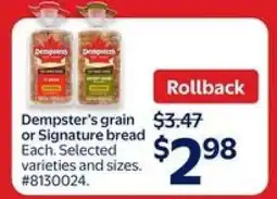Walmart Dempster's Grain or Signature Bread offer