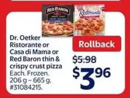 Walmart Dr. Oetker Ristorante or Casa di Mama or Red Baron Pizza offer