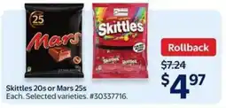 Walmart Skittles 20s or Mars 25s offer