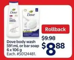 Walmart DOVE BODY WASH OR BAR SOAP offer