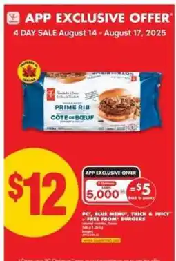 No Frills PC, Blue Menu, Thick & Juicy Prime Rib Burgers offer