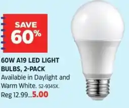Canadian Tire Noma 60W A19 led light bulbs offer