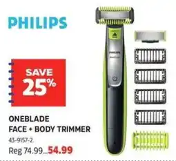 Canadian Tire Philips oneblade face + body trimmer offer