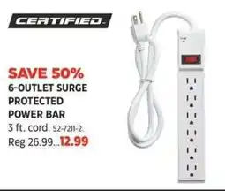 Canadian Tire Certified 6-outlet surge protected power bar offer