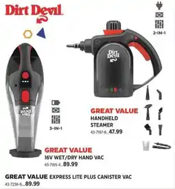 Canadian Tire Dirt devil 16V wet dry hand vac offer