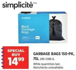 Canadian Tire Simplicitė garbage bags offer