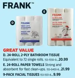Canadian Tire Frank 24 roll paper towels offer