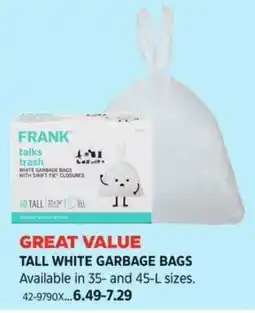 Canadian Tire Tall white garbage bags offer