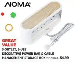 Canadian Tire Noma 7-outlet 2-usb decorative power bar & cable management storage box offer