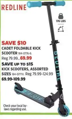 Canadian Tire Redline cadet foldable kick scooter offer