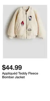 H&M Appliquéd Teddy Fleece Bomber Jacket offer