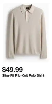 H&M Slim-Fit Rib-Knit Polo Shirt offer