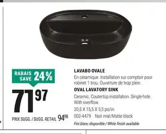 BMR LAVABO OVALE offer