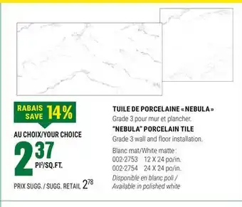 BMR TUILE DE PORCELAINE NEBULA offer