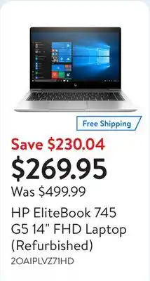 Walmart HP EliteBook 745 G5 14 FHD Laptop (Refurbished) offer