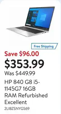 Walmart HP 840 G8 i5-1145G7 16GB RAM Refurbished Excellent offer