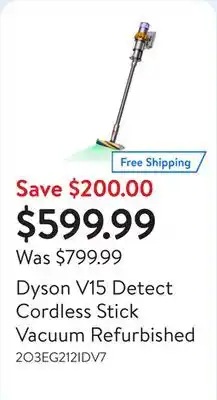Walmart Dyson V15 Detect Cordless Stick Vacuum Refurbished offer
