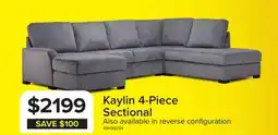 Leon's Kaylin 4-Piece Sectional with Right-Facing Chaise - Grey offer