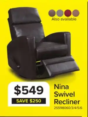 Leon's Nina Swivel Glider Recliner - Dark Brown offer