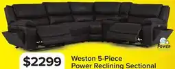 Leon's Weston 5-Piece Power Reclining Sectional with Console - Granite offer