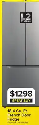 Leon's L2 Stainless Steel French Door Refrigerator (18.4 Cu.Ft.) - LRF18B5AST offer