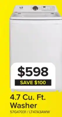 Leon's L2 White Top Load Electric Washer (4.7 Cu.ft) - LT47A3AWW offer