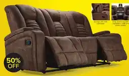 Leon's Dallas Reclining Sofa With Drop Down Table- Mocha offer