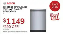 Goemans Appliances BOSCH 300 SERIES 24 STAINLESS STEEL WIFI ENABLED DISHWASHER offer