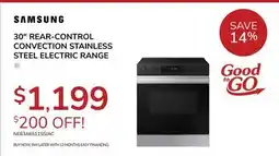 Goemans Appliances SAMSUNG 30 REAR-CONTROL CONVECTION STAINLESS STEEL ELECTRIC RANGE offer