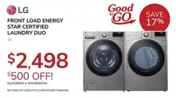 Goemans Appliances LG FRONT LOAD ENERGY STAR CERTIFIED LAUNDRY DUO offer