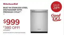 Goemans Appliances KITCHENAID BUILT-IN STAINLESS STEEL DISHWASHER WITH PROWASH CYCLE offer