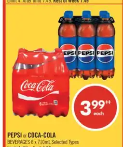 Shoppers Drug Mart PEPSI or COCA-COLA BEVERAGES 6 x 710ml offer