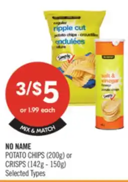 Shoppers Drug Mart NO NAME POTATO CHIPS (200g) or CRISPS (142g - 150g) offer