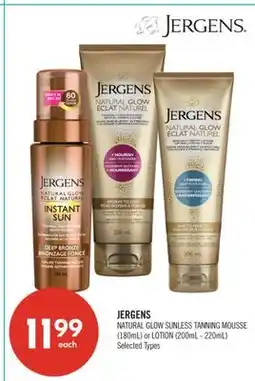 Shoppers Drug Mart JERGENS NATURAL GLOW SUNLESS TANNING MOUSSE (180mL) or LOTION (200mL - 220mL) offer