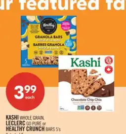 Shoppers Drug Mart KASHI WHOLE GRAIN, LECLERC GO PURE or HEALTHY CRUNCH BARS 5's offer