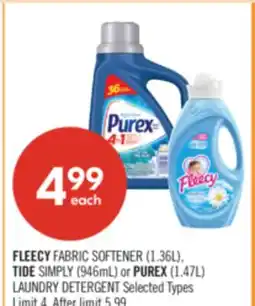 Shoppers Drug Mart FLEECY FABRIC SOFTENER (1.36L), TIDE SIMPLY (946mL) or PUREX (1.47L) LAUNDRY DETERGENT offer