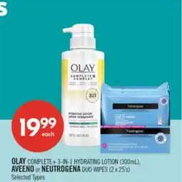 Shoppers Drug Mart OLAY COMPLETE+ 3-IN-1 HYDRATING LOTION (300mL), AVEENO or NEUTROGENA DUO WIPES (2 x 25's) offer
