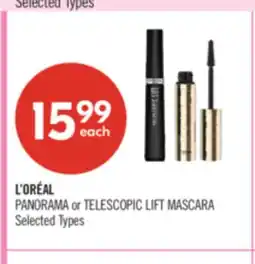 Shoppers Drug Mart L'ORÉAL PANORAMA or TELESCOPIC LIFT MASCARA offer