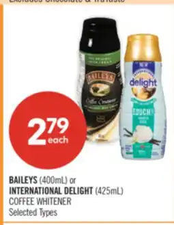 Shoppers Drug Mart BAILEYS (400mL) or INTERNATIONAL DELIGHT (425mL) COFFEE WHITENER offer