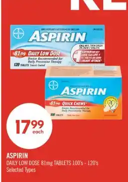 Shoppers Drug Mart ASPIRIN DAILY LOW DOSE 81mg TABLETS 100's-120's offer