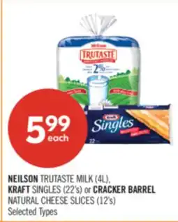 Shoppers Drug Mart NEILSON TRUTASTE MILK (4L), KRAFT SINGLES (22's) or CRACKER BARREL NATURAL CHEESE SLICES (12's) offer