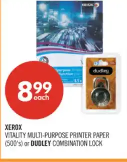 Shoppers Drug Mart XEROX VITALITY MULTI-PURPOSE PRINTER PAPER (500's) or DUDLEY COMBINATION LOCK offer