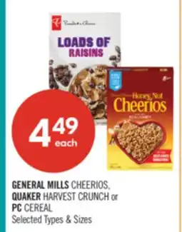 Shoppers Drug Mart GENERAL MILLS CHEERIOS, QUAKER HARVEST CRUNCH or PC CEREAL offer