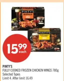Shoppers Drug Mart PINTY'S FULLY COOKED FROZEN CHICKEN WINGS 780g offer