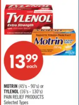 Shoppers Drug Mart MOTRIN (45's - 90's) or TYLENOL (16's - 130's) PAIN RELIEF PRODUCTS offer